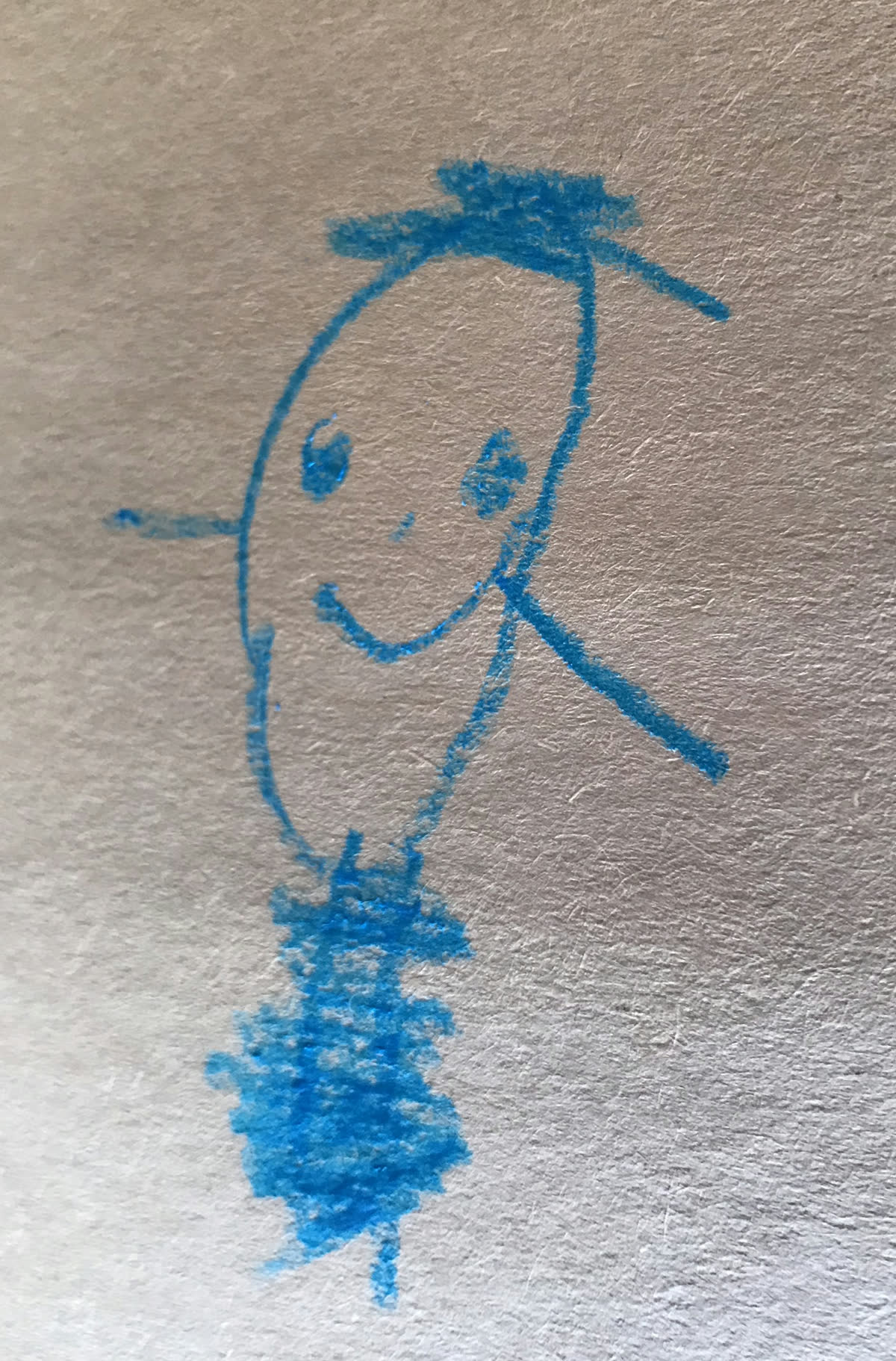 The original blue crayon drawing