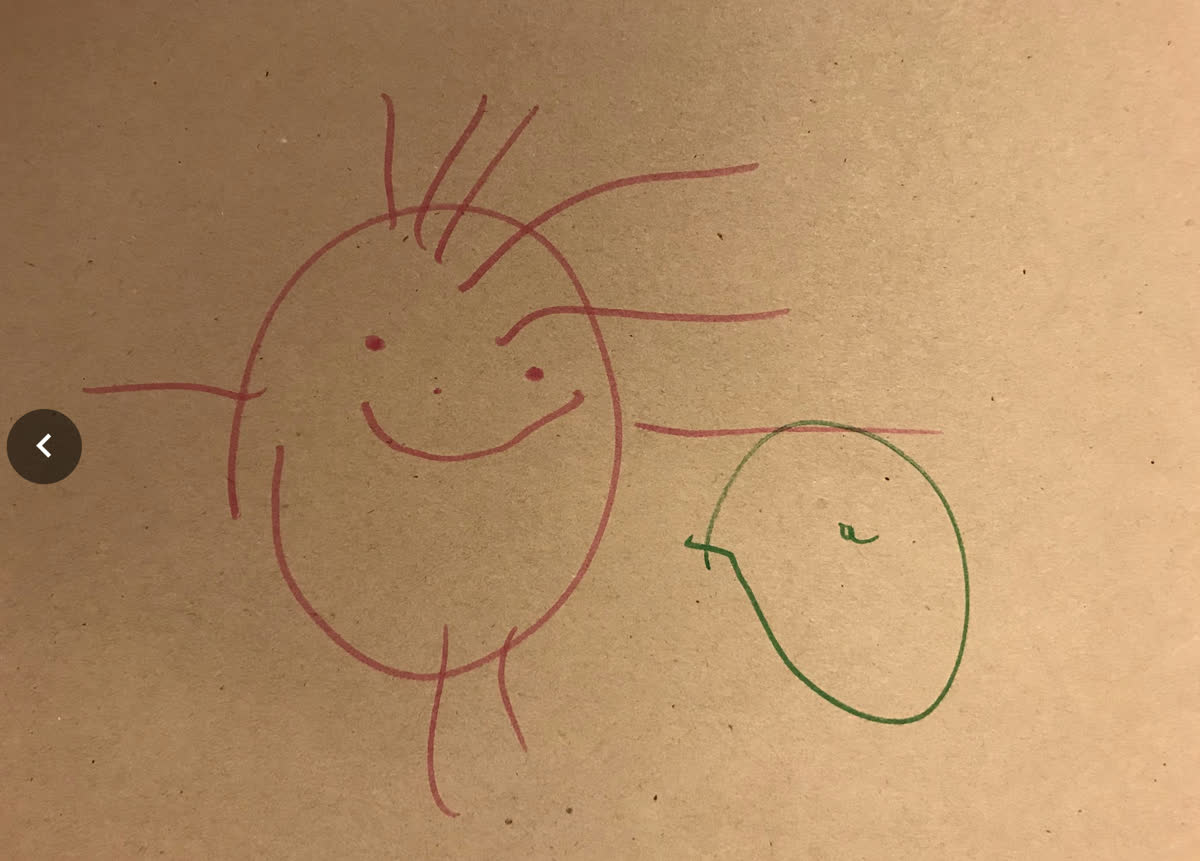 The original pink marker drawing