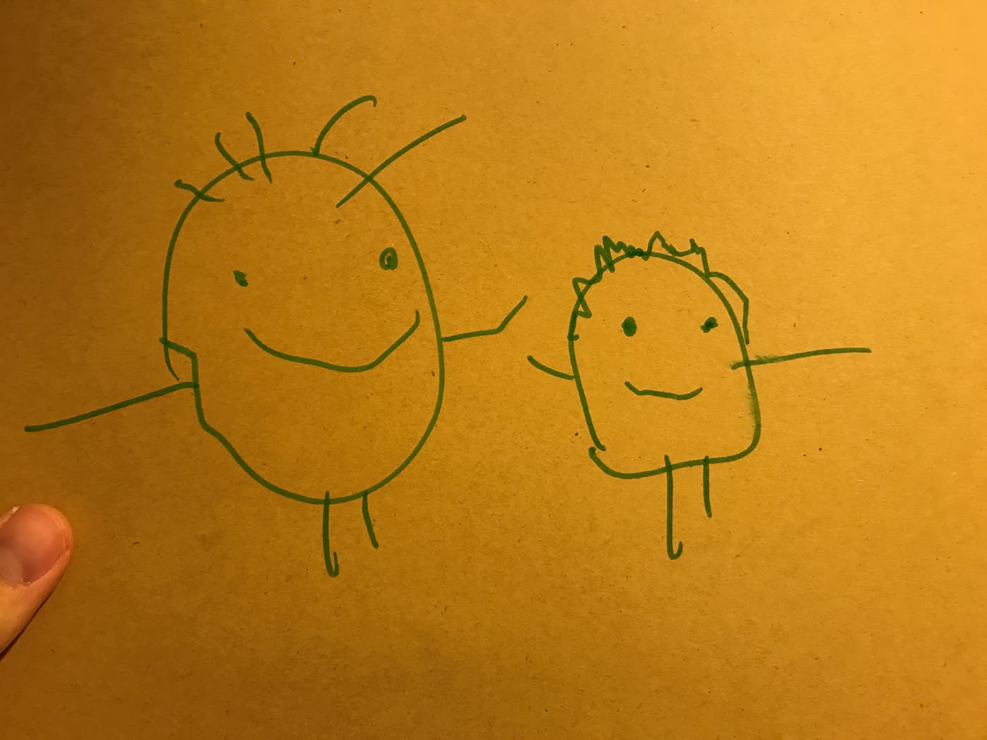 The original green marker drawing