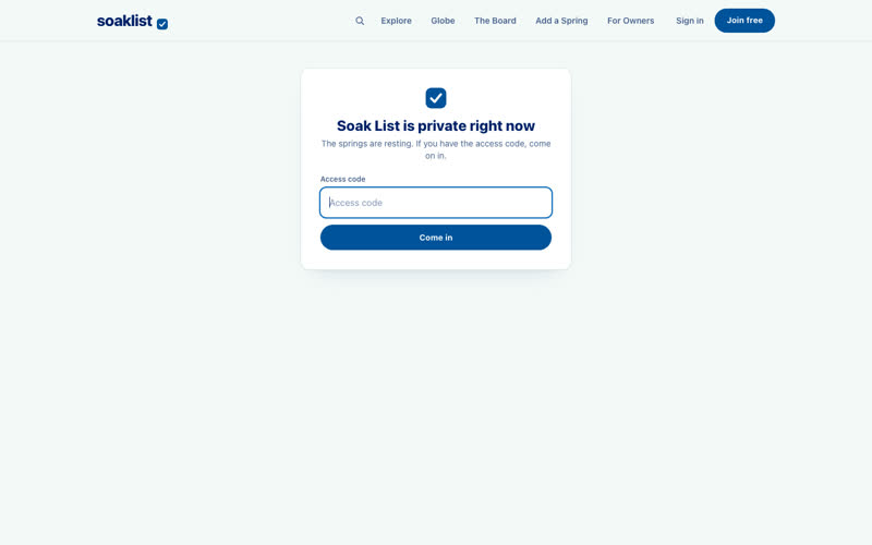 soaklist.com homepage