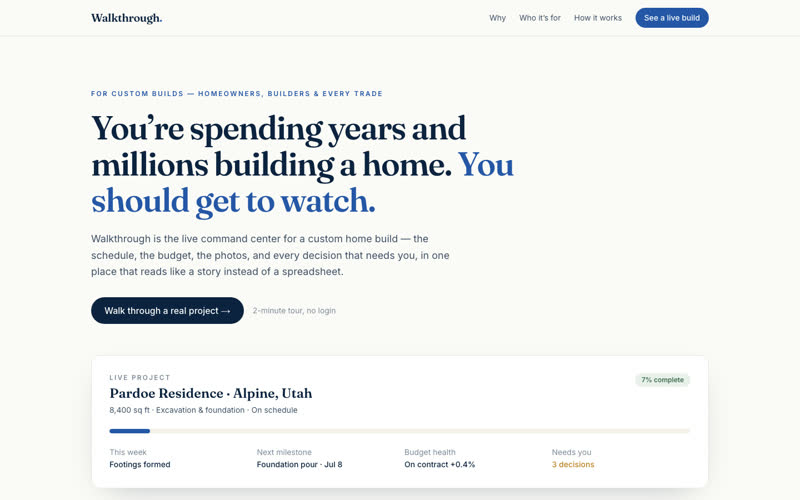walkthrough.build homepage