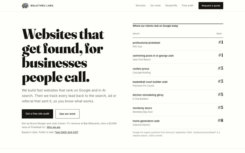 walkthrulabs.com homepage